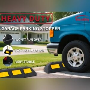 📷💬🔥⏭️NIB Black Heavy Duty Rubber Garage Parking Stopper